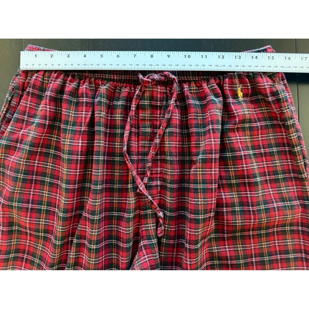 Ralph Lauren Polo Sleepwear Pajama Pants Mens L (36-38) Red Plaid Loungewear PJs